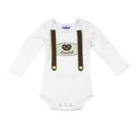 P.Eisenherz Langarmbody Babybody mit Hosenträgern und Stickerei Lausbub grün, Gr. 62