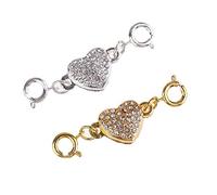 P Prettyia 2 pcs Herz Schmuck Magnetverschlüsse Kettenverschluss für DIY Schmuck Ketten Halskette Armbänder - Gold + Silber