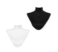 P Prettyia 2er Pack Frauen Kragen Abnehmbare Hälfte Shirt Bluse Hijab Schal Muslim Rollkragen Weiß + Schwarz