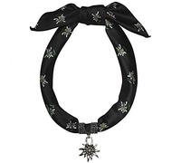 P.S. Schuhmacher Trachtenschmuck Dirndlkette Trachten Schmuck Edelweiß Dirndl Satin-Tuch Kette Dirndltuch Trachtenkette Trachtentuch 60x60cm Edelweißanhänger Dirndlschmuck, Farbe:schwarz