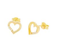 Paar 585 Gold Ohrstecker Herz mit Zirkonia Ohrschmuck Etui Ohringe Solitär 14K