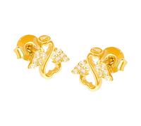 Paar 585er Gold Ohrstecker mit Zirkonia Ohrschmuck Model 16 Engel Etui Ohringe 585er Gelbgold