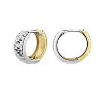 Paar Creolen "585/- Gelbgold bicolor diamantiert", bunt (mehrfarbig), FASCINATION BY ELLEN K., Ohrringe, Damen, ONE-SIZE, Gold (97107011-0) mehrfarbig