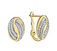 Paar Creolen FASCINATION BY ELLEN K. "585/- Gelbgold bicolor Zirkonia" Ohrringe Gr. ONE-SIZE, Gold, bunt (mehrfarbig + weiß) Damen (79483858-0) mehrfarbig + weiß