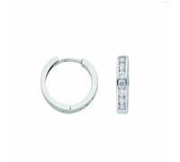 Paar Creolen ADELIA´S "Damen 585 Weißgold Ohrringe Creolen mit Zirkonia Ø 13,6 mm", silber, Ohrringe, Damen, Damen, Gold Weißgold 585, Gold, Weißgold 585, mit Zirkonia Goldschmuck für Damen (35023762-