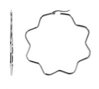 Paar Creolen ADELIA´S "Damen Creolen aus poliertem Edelstahl mit Blume - - Ø 65 mm", silber, Ohrringe, Damen, Damen, Edelstahl (64057163-0) silber