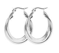 Paar Creolen ADELIA´S "Damen Ohrringe - Creole aus Edelstahl", Damen, Gr. Damen, Edelstahl, silber, Ohrringe, Eine schöne Geschenkidee für jeden Anlass (52325228-0) silber