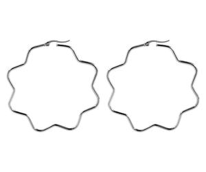 Paar Creolen ADELIA´S "Damen Ohrringe - Creole Blume aus Edelstahl", Damen, Gr. Damen, Edelstahl, silber, Ohrringe, Ideal als Geschenk zum einen besonderen Tag (50199904-0) silber