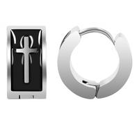 Paar Creolen ADELIA´S "Neuheit 2025 - Damen Creolen aus Edelstahl mit Kreuz - - Ø 14 mm", silber, Ohrringe, Damen, Damen, Edelstahl (64492109-0) silber