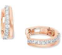 Amor Creolen 925 Sterling Silber Damen Ohrschmuck, mit Zirkonia synth., 1,3 cm, Roséfarben, Kommt in Schmuck Geschenk Box, 2017096