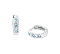 Paar Creolen AMOR "2021280", blau (silberfarben, blau, kristallweiß, blau, kristallweiß), Ohrringe, Mädchen, Silber 925 (Sterlingsilber), mit Zirkonia (synth.) (34550712-0) silberfarben, blau, kristal