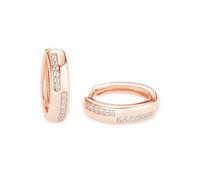 Amor Creolen 925 Sterling Silber Damen Ohrschmuck, mit Zirkonia synth., 1,5 cm, Roséfarben, Kommt in Schmuck Geschenk Box, 2022065