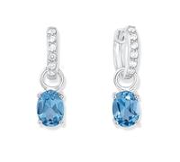 Amor Creolen 925 Sterling Silber Damen Ohrschmuck, mit Zirkonia synth., 2,2 cm, Blau, Kommt in Schmuck Geschenk Box, 2022071