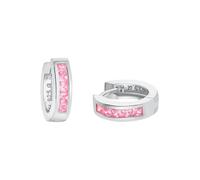 Paar Creolen AMOR "2023062, 2023068", bunt (silberfarben, rosa, rosa), Ohrringe, Damen, Silber 925 (Sterlingsilber), mit Zirkonia (synth.) (69994023-0) silberfarben, rosa, rosa