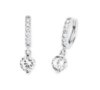 Amor Creolen Damen, Silber, onesize, 6 mm, Zirkonia synth., Weiß, Silber 925, rhodiniert 2023071