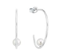 Paar Creolen AMOR "2026239", bunt (silberfarben, weiß), Ohrringe, Damen, 30mm, Perlen Silber 925 (Sterlingsilber), Perlen, Silber 925 (Sterlingsilber), mit Süßwasserzuchtperle (50051731-0) silberfarbe