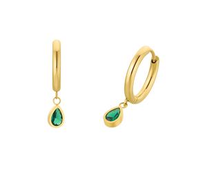 Paar Creolen AMOR "2034293, 2036443, 2036466", gold (gelbgoldfarben, grün, grün), Ohrringe, Damen, Edelstahl, mit Zirkonia (synth.) (10799022-0) gelbgoldfarben, grün, grün