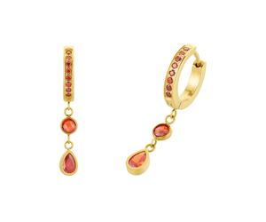 Paar Creolen AMOR "2034294, 2036464", gold (gelbgoldfarben, rot, rot), Ohrringe, Damen, Edelstahl, mit Zirkonia (synth.) (32735704-0) gelbgoldfarben, rot, rot