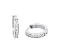 Paar Creolen AMOR "2036467", silber (edelstahlfarben, irisierend, irisierend), Ohrringe, Damen, Edelstahl, mit Zirkonia (synth.) (47855620-0) edelstahlfarben, irisierend, irisierend