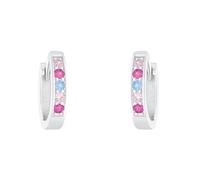 Paar Creolen AMOR "2036513, 2036778", bunt (silberfarben, rosa, pink, hellblau, rosa, pink, hellblau), Ohrringe, Mädchen, Silber 925 (Sterlingsilber), mit Zirkonia (synth.) (26035932-0) silberfarben,