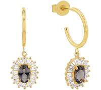Paar Creolen AMOR "2039087", grau (gelbgoldfarben, kristallweiß, grau, kristallweiß, grau), Ohrringe, Damen, Silber 925 (Sterlingsilber), mit Zirkonia (synth.) (72288253-0) gelbgoldfarben, kristallwei
