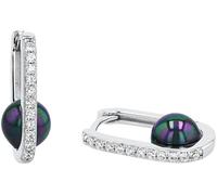 Paar Creolen AMOR "2039089", bunt (silberfarben, kristallweiß, mehrfarbig, kristallweiß), Ohrringe, Damen, Silber 925 (Sterlingsilber), mit Zirkonia (synth.) - mit Muschelkernperle (86644055-0) silber