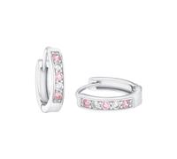 Amor Creolen für Mädchen, 925 Sterling Silber, Zirkonia synth., rosa Rosa