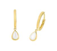 Paar Creolen AMOR "Drop", gold (gelbgoldfarben, weiß), Ohrringe, Damen, Silber 925 (Sterlingsilber) (34662335-0) gelbgoldfarben, weiß