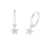Paar Creolen AMOR "Sterne", bunt (silberfarben, weiß, kristallweiß), Ohrringe, Damen, Silber 925 (Sterlingsilber), mit Zirkonia (synth.) - Einhänger abnehmbar (74096406-0) silberfarben, weiß, kristall