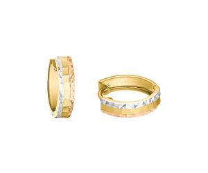 Paar Creolen AMOR "Tricolor", rosa (gelbgoldfarben, weißgoldfarben, roségoldfarben), Ohrringe, Damen, Gelbgold 375 (55828968-0) gelbgoldfarben, weißgoldfarben, roségoldfarben