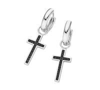 Paar Creolen "Behang Kreuz, weiße Zirkonia oder schwarze Spinelle, Silber 925", schwarz, GIORGIO MARTELLO MILANO, Ohrringe, Herren, Silber 925 (Sterlingsilber) (72076731-0) schwarz