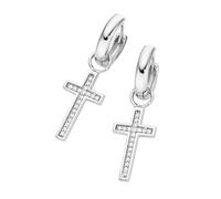 Paar Creolen "Behang Kreuz, weiße Zirkonia oder schwarze Spinelle, Silber 925", weiß, GIORGIO MARTELLO MILANO, Ohrringe, Herren, Silber 925 (Sterlingsilber) (15274367-0) weiß