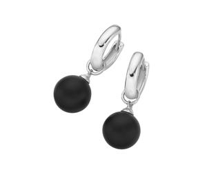 Paar Creolen "Behang schwarze Achat-Kugeln oder weiße Perlen, Silber 925", schwarz, GIORGIO MARTELLO MILANO, Ohrringe, Herren, Silber 925 (Sterlingsilber) (32145717-0) schwarz