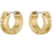 Paar Creolen BOSS "ODELL", gelb (gelbgoldfarben, edelstahlfarben), Ohrringe, Herren, 12mm, Edelstahl (74330903-0) gelbgoldfarben, edelstahlfarben
