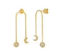 Paar Creolen CAÏ "925 Silber vergoldet Anhänger Mondphasen Zirkonia", gelb (gelb, zirkonia), Ohrringe, Damen, one-size, Silber 925 (Sterlingsilber) (78033658-0) gelb, zirkonia