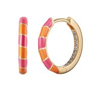 Paar Creolen CAÏ "925 Silber vergoldet Email in pink und orange", gelb, Ohrringe, Damen, one-size, Silber 925 (Sterlingsilber) (28231653-0) gelb