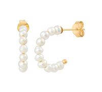 Paar Creolen CAÏ "925 Silber vergoldet Perlen", weiß (gelb, weiß), Ohrringe, Damen, one-size, Silber 925 (Sterlingsilber) (55700849-0) gelb, weiß