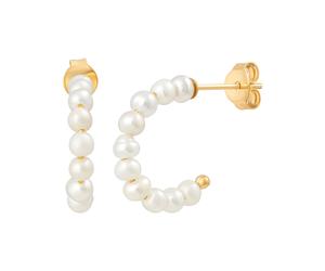 Paar Creolen CAÏ "925 Silber vergoldet Perlen", weiß (gelb, weiß), Ohrringe, Damen, one-size, Silber 925 (Sterlingsilber) (55700849-0) gelb, weiß