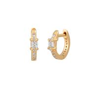 Paar Creolen CAÏ "925 Silber vergoldet Zirkonia", gelb (gelb, weiß), Ohrringe, Damen, one-size, Silber 925 (Sterlingsilber) (17147844-0) gelb, weiß