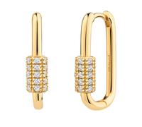 Paar Creolen CAÏ "925 Silber vergoldet Zirkonia", gelb (gelb, weiß), Ohrringe, Damen, one-size, Silber 925 (Sterlingsilber) (32589512-0) gelb, weiß