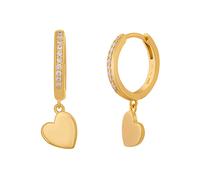 Paar Creolen CAÏ "925 Sterling Silber gelb vergoldet Herz Zirkonia", gelb, Ohrringe, Damen, one-size, Silber 925 (Sterlingsilber), Paar Creolen (93449160-0)