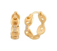 Paar Creolen CAÏ "925 Sterling Silber gelb vergoldet Kettenglieder", weiß (gelb, weiß), Ohrringe, Damen, one-size, Silber 925 (Sterlingsilber), Paar Creolen (19179255-0)