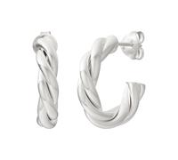 Paar Creolen CAÏ "925 Sterling Silber rhodiniert twisted medium", weiß, Ohrringe, Damen, one-size, Silber 925 (Sterlingsilber), Paar Creolen (25720945-0)