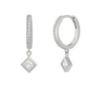 Paar Creolen CAÏ "925 Sterling Silber rhodiniert Zirkonia Raute", weiß, Ohrringe, Damen, one-size, Silber 925 (Sterlingsilber), Paar Creolen (34495767-0)