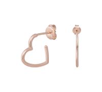 Paar Creolen CAÏ "925 Sterling Silber rosé vergoldet Herz klein", rot, Ohrringe, Damen, one-size, Silber 925 (Sterlingsilber) (77007033-0) rot