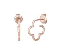 Paar Creolen CAÏ "925 Sterling Silber rosé vergoldet Kleeblatt klein", rot, Ohrringe, Damen, one-size, Silber 925 (Sterlingsilber) (71139321-0) rot