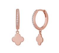 Paar Creolen CAÏ "925 Sterling Silber rosé vergoldet Kleeblatt Zirkonia", rot, Ohrringe, Damen, one-size, Silber 925 (Sterlingsilber) (92009865-0) rot