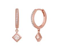 Paar Creolen CAÏ "925 Sterling Silber rosé vergoldet Zirkonia Raute", rot, Ohrringe, Damen, one-size, Silber 925 (Sterlingsilber) (54121100-0) rot