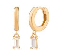 Paar Creolen CAÏ "925 Sterling Silber vergoldet mit Zirkonia Baguette Anhänger", gold (gelb, zirkonia), Ohrringe, Damen, one-size, Silber 925 (Sterlingsilber) (82479554-0) gelb, zirkonia