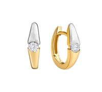 Paar Creolen CELESTA "375/- Gelbgold 2farbig Zirkonia", gold (mehrfarbig, weiß), Ohrringe, Damen, one-size, Gold (69226502-0) mehrfarbig, weiß